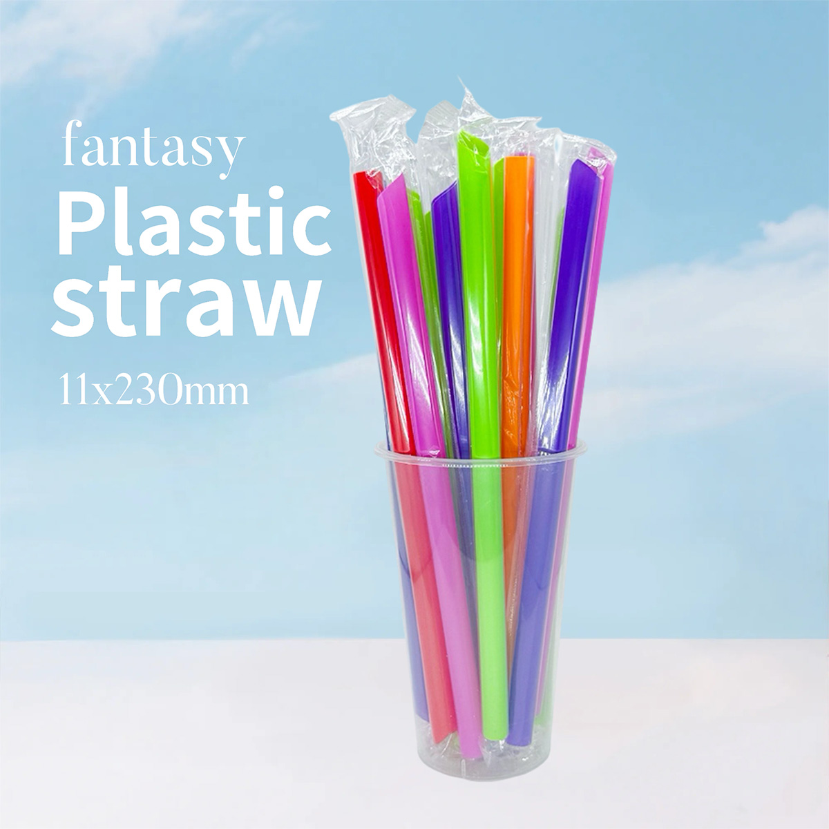 Colorful PP Straws 11x230mm - Mixed Color Plastic Straws