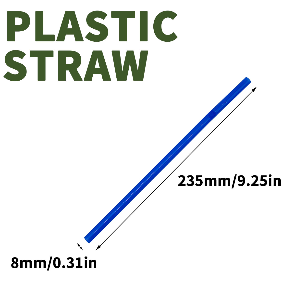Blue Bent PP Straws 8x235mm - Durable Plastic Straws