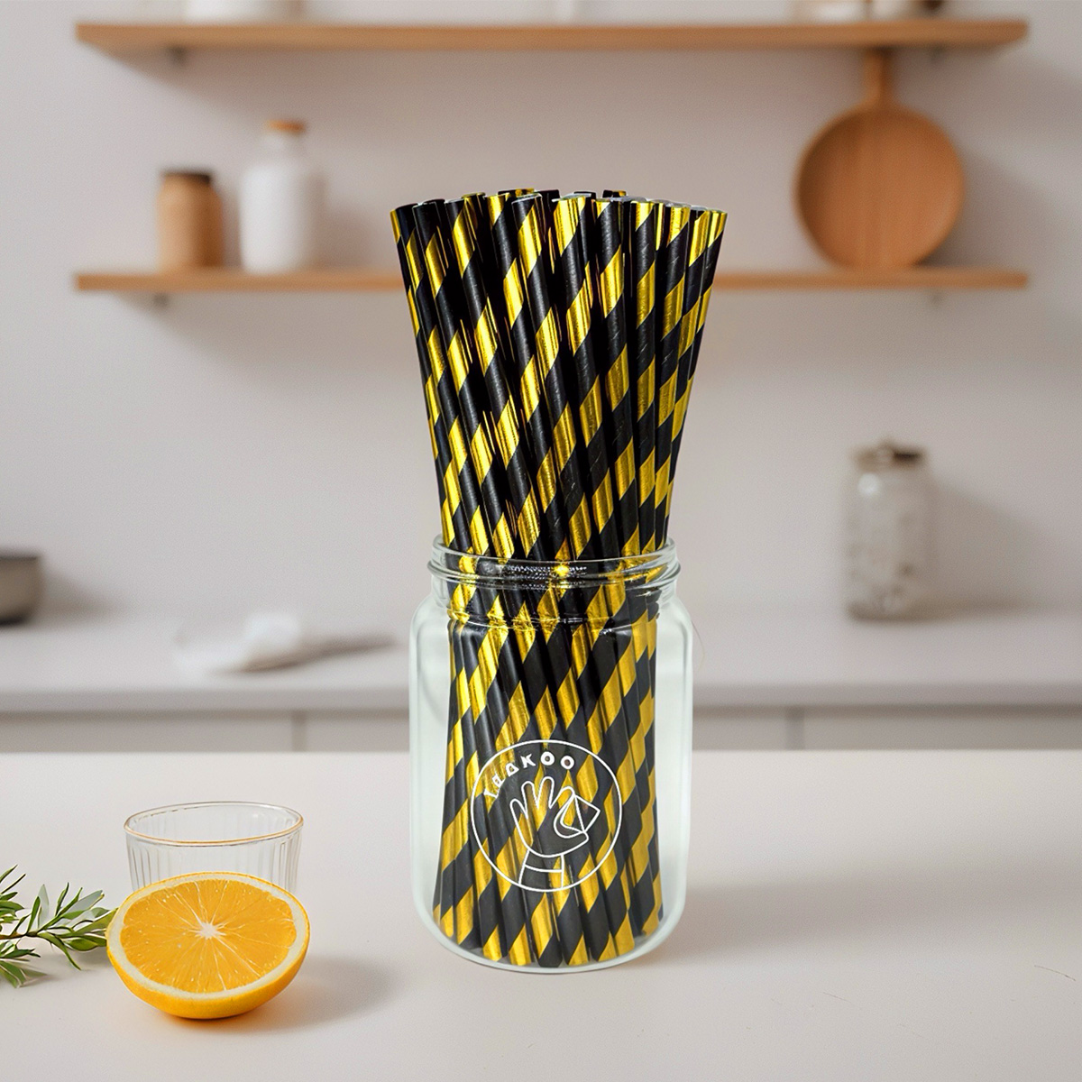 Black Gold Design Paper Straws - Premium Eco-Friendly