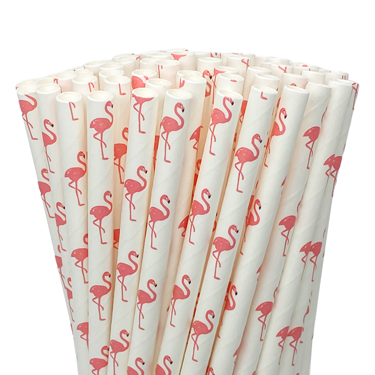 Flamingo Pattern Paper Straws - Colorful Eco-Friendly