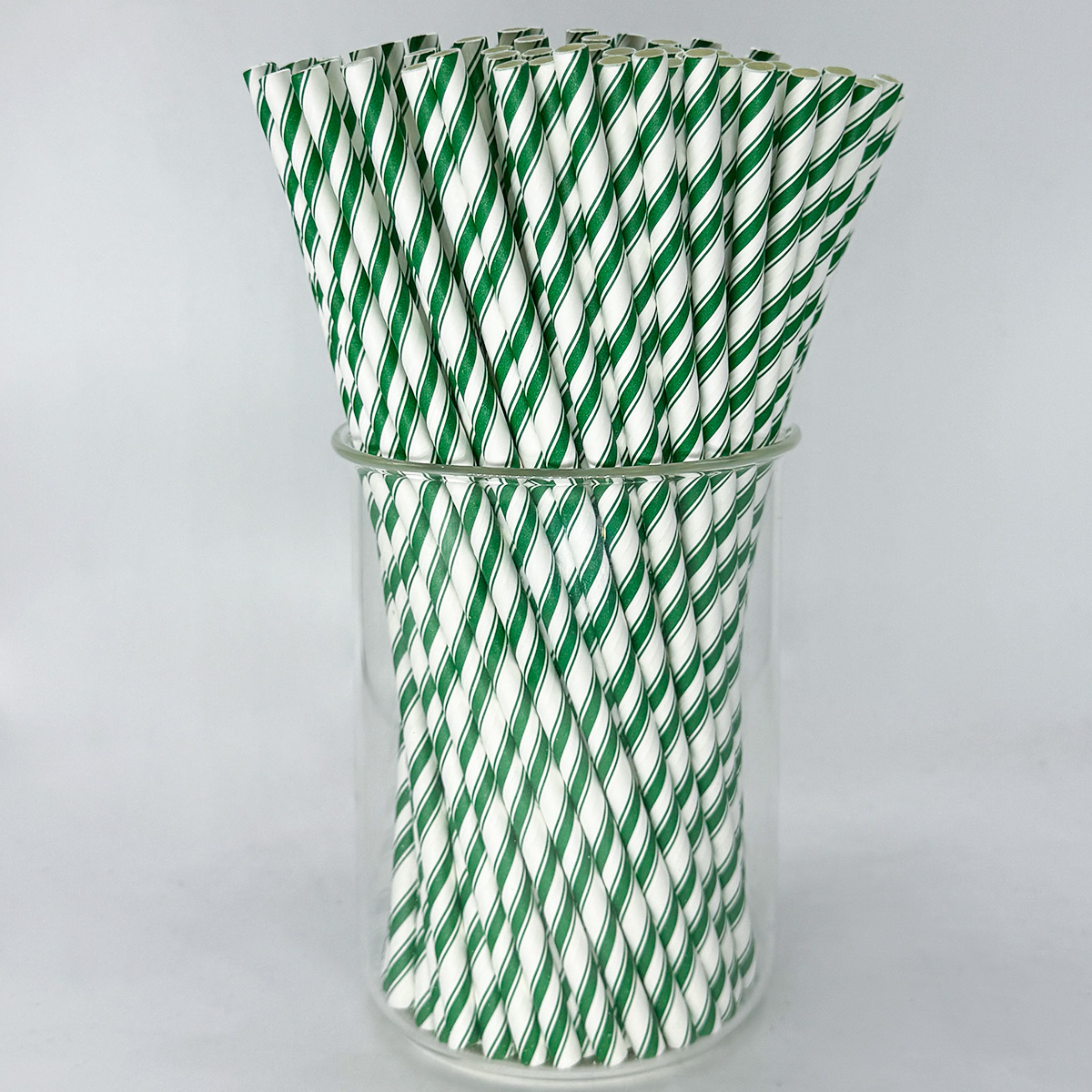 Green Stripe Paper Straws - Eco-Friendly Biodegradable