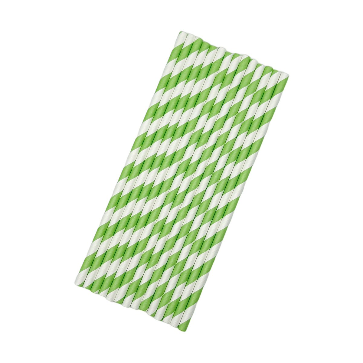 Light Green Stripe Paper Straws - Eco-Friendly Biodegradable