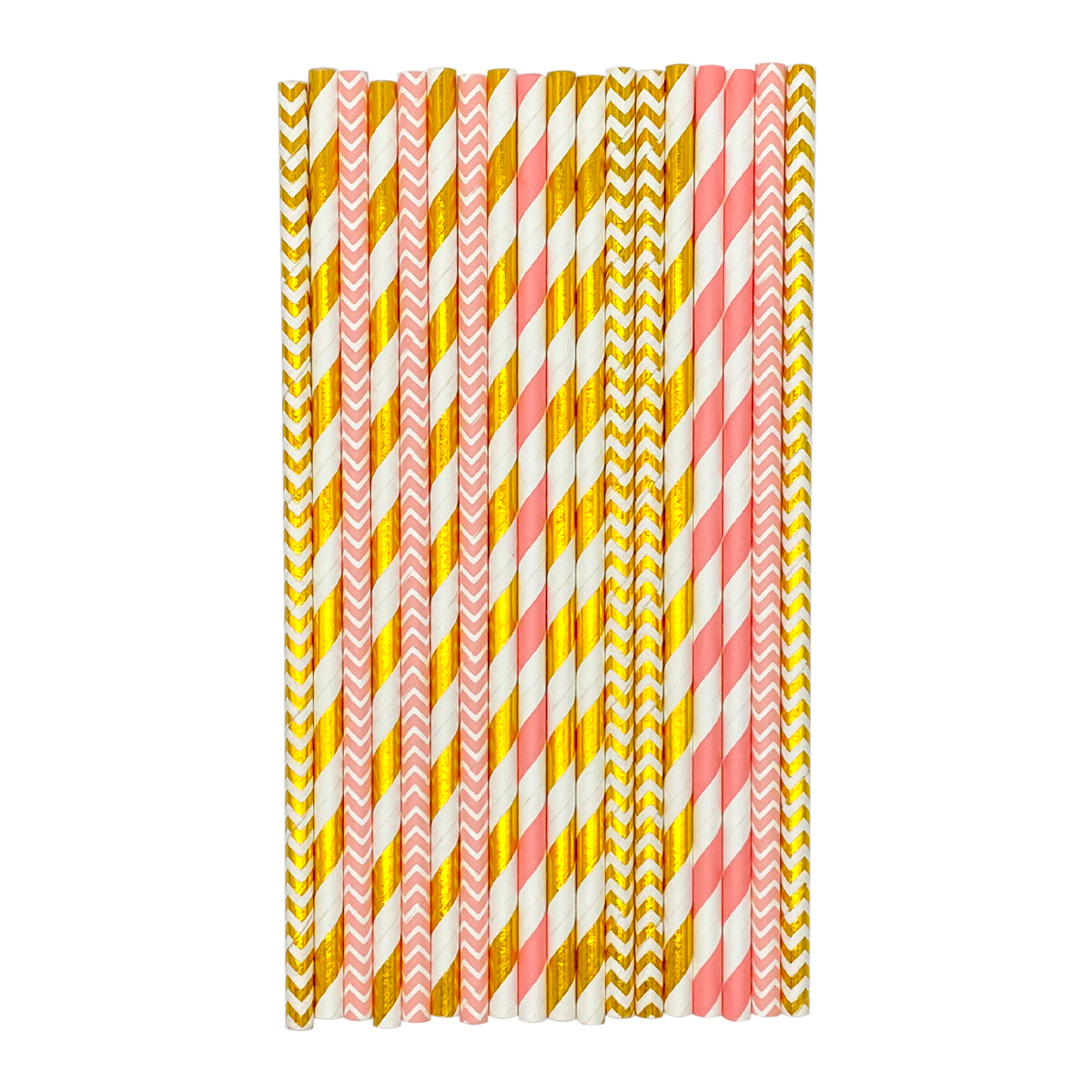Pink Gold Mixed Paper Straws - Premium Eco-Friendly