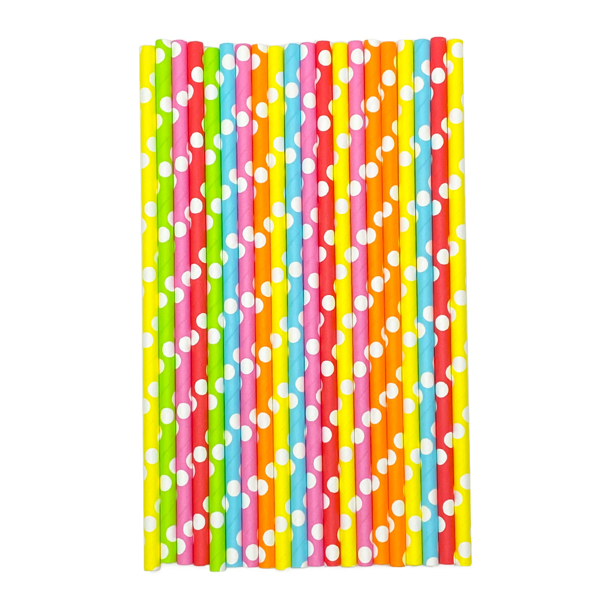 Polka Dot Pattern Paper Straws - Colorful Eco-Friendly