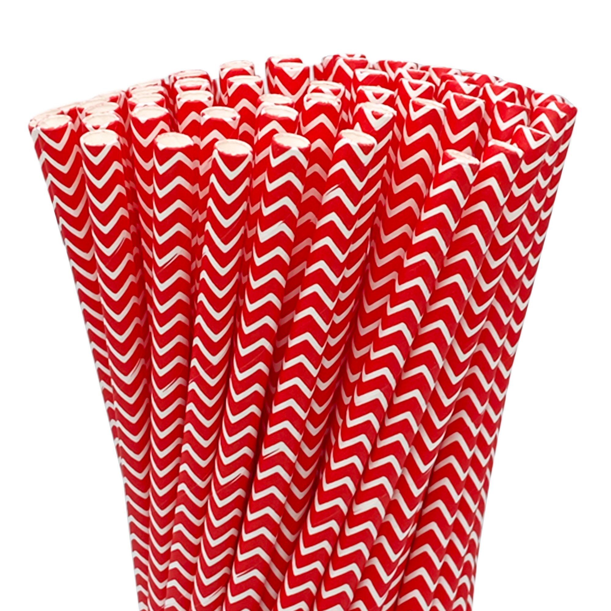 Red Wave Pattern Paper Straws - Eco-Friendly Biodegradable