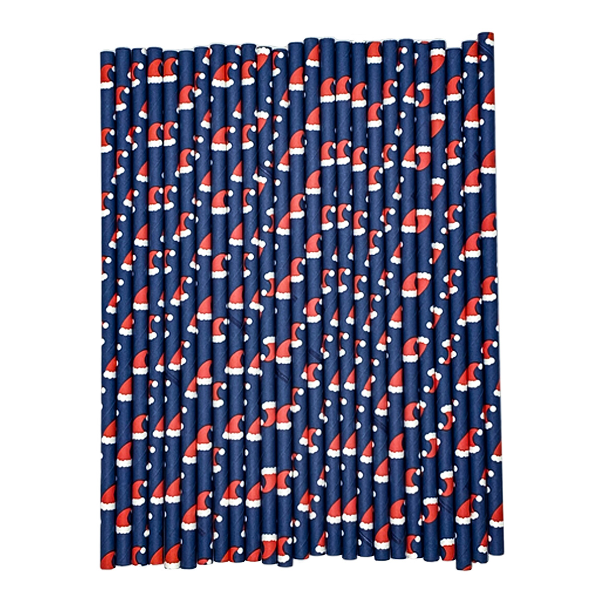 Santa Hat Pattern Paper Straws - Christmas Eco-Friendly